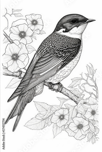 black and white adult coloring book illustration, nature © CHANEL KOEHL