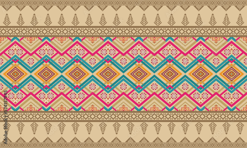 Geometric ethnic pattern vector background. seamless pattern traditional,Design for background, wallpaper, Batik, fabric, carpet, clothing, wrapping, and textile. Colorful ethnic pattern illustration