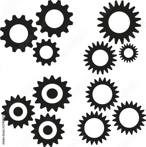 set of black color gear wheels vector format