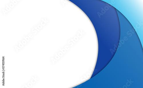 white abstract background with blue paper curves layer ,design with space for text.