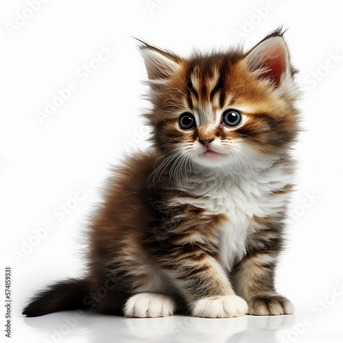 cute fluffy kitten isolated on white background