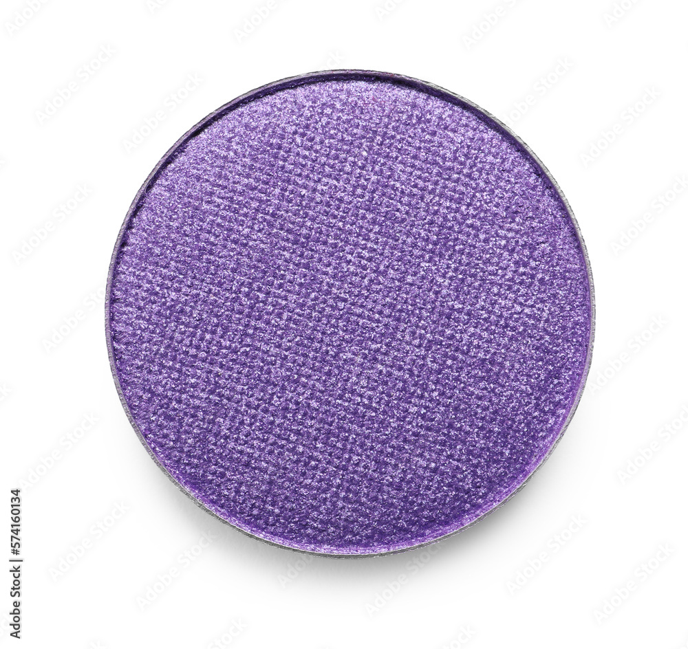 Violet eye shadow on white background, top view. Decorative cosmetics Violet eye shadow on white background, top view. Decorative cosmetics