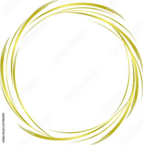 golden circle ring swirl gold color on black background. abstract transparent background gold yellow circle with coty space
