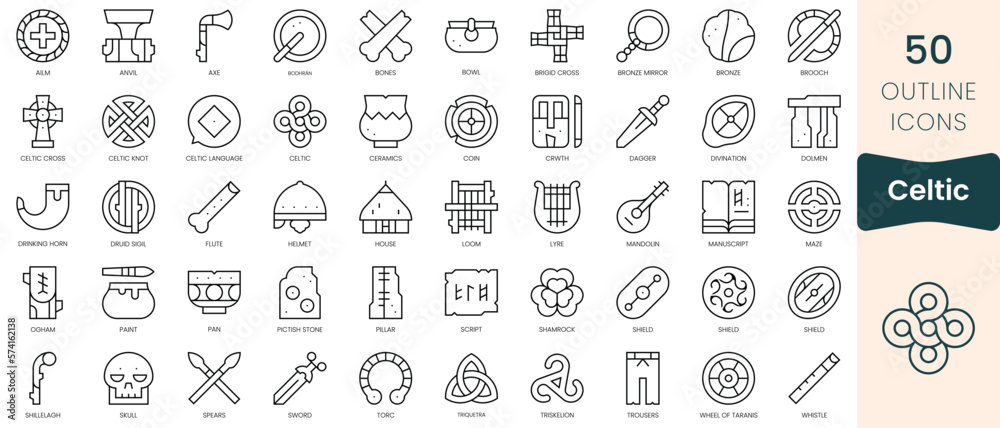 Set of celtic icons. Thin linear style icons Pack. Vector Illustration Set of celtic icons. Thin linear style icons Pack. Vector Illustration