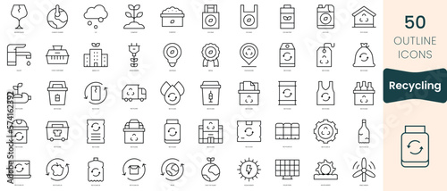 Set of recycling icons. Thin linear style icons Pack. Vector Illustration