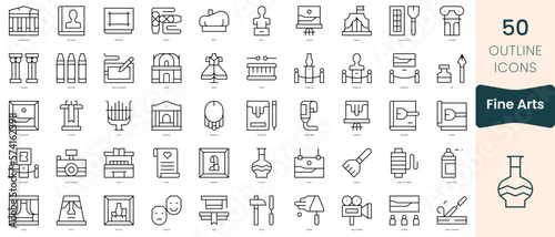 Set of fine arts icons. Thin linear style icons Pack. Vector Illustration