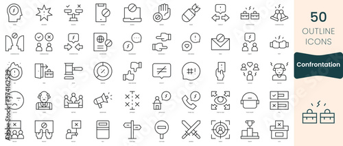 Set of confrontation icons. Thin linear style icons Pack. Vector Illustration