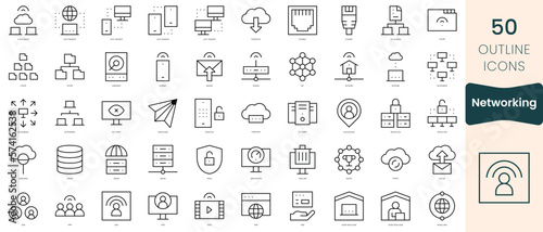 Set of networking icons. Thin linear style icons Pack. Vector Illustration