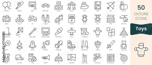 Set of toys icons. Thin linear style icons Pack. Vector Illustration