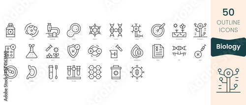 Set of biology icons. Thin linear style icons Pack. Vector Illustration