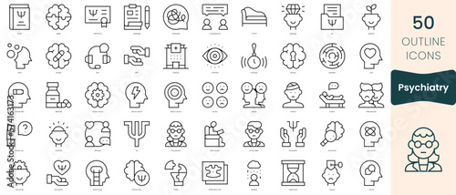 Set of psychiatry icons. Thin linear style icons Pack. Vector Illustration photo