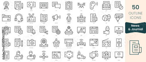 Set of news and journal icons. Thin linear style icons Pack. Vector Illustration