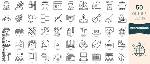 Set of recreations icons. Thin linear style icons Pack. Vector Illustration