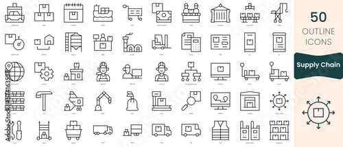 Set of supply chain icons. Thin linear style icons Pack. Vector Illustration