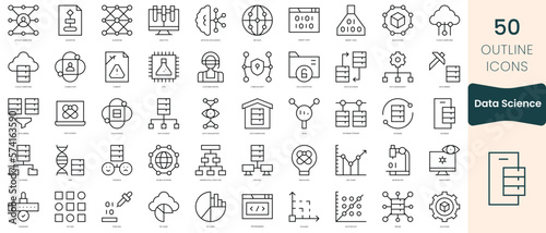 Set of data science icons. Thin linear style icons Pack. Vector Illustration