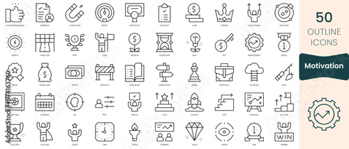 Set of motivation icons. Thin linear style icons Pack. Vector Illustration