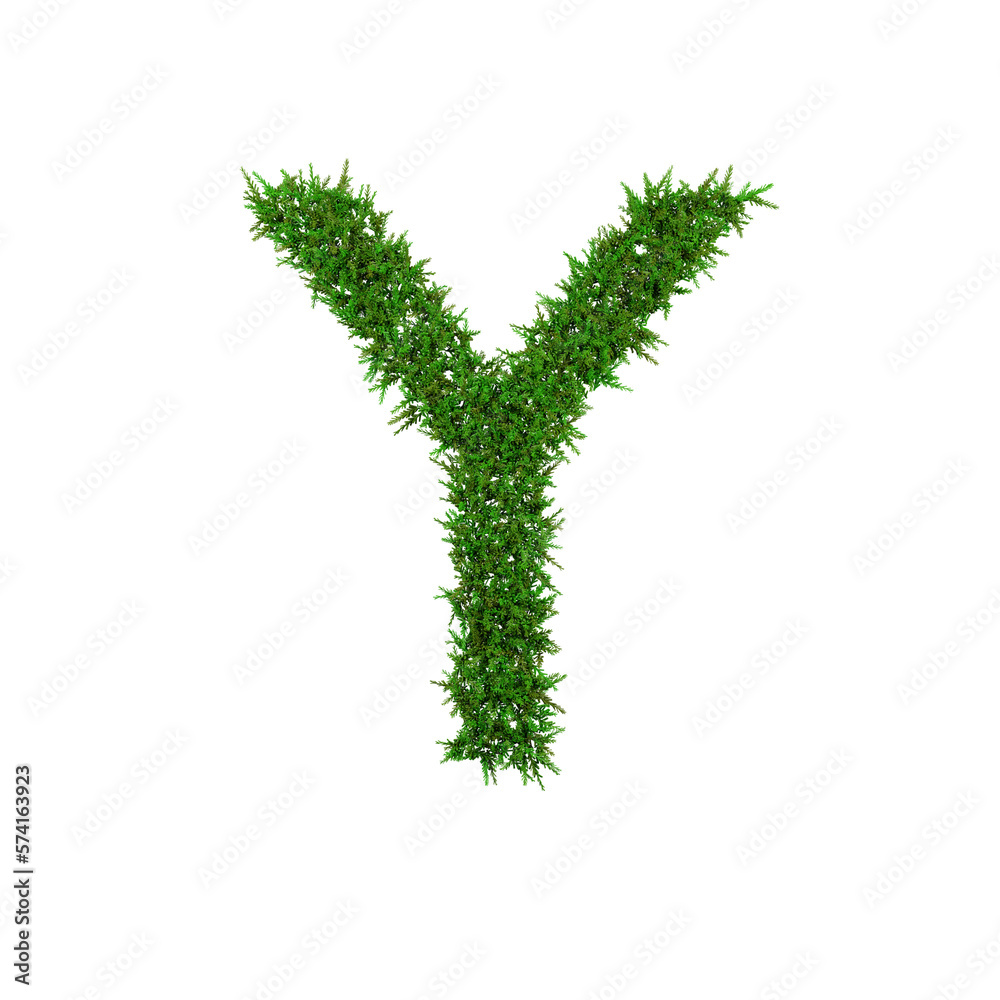 Upper letters of green grass alphabet isolated on white background. 3d illustration Upper letters of green grass alphabet isolated on white background. 3d illustration