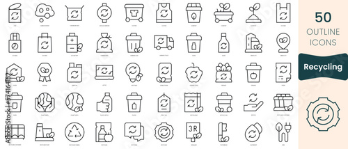 Set of recycling icons. Thin linear style icons Pack. Vector Illustration