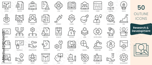 Set of research and development icons. Thin linear style icons Pack. Vector Illustration