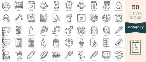 Set of maternity icons. Thin linear style icons Pack. Vector Illustration