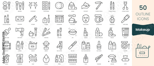 Set of makeup icons. Thin linear style icons Pack. Vector Illustration