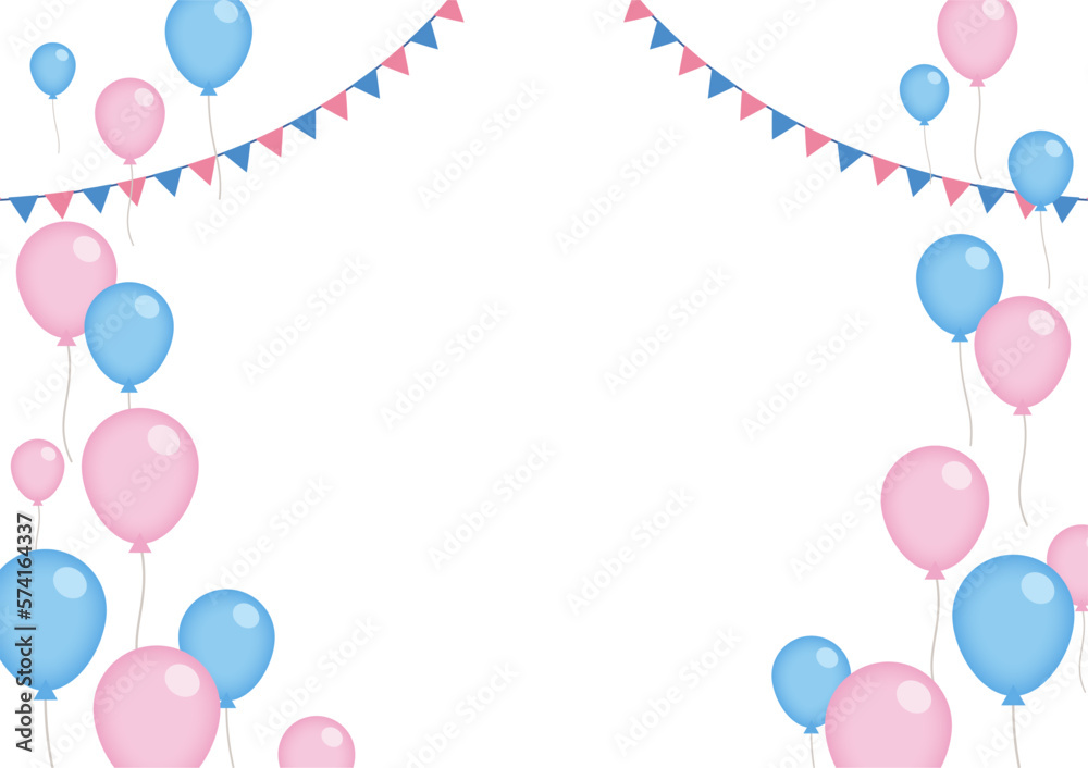 水色とピンクの風船のフレーム