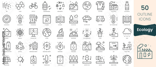 Set of ecology icons. Thin linear style icons Pack. Vector Illustration