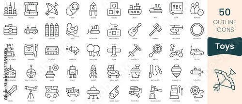 Set of toys icons. Thin linear style icons Pack. Vector Illustration