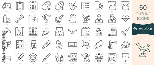 Set of gynecology icons. Thin linear style icons Pack. Vector Illustration