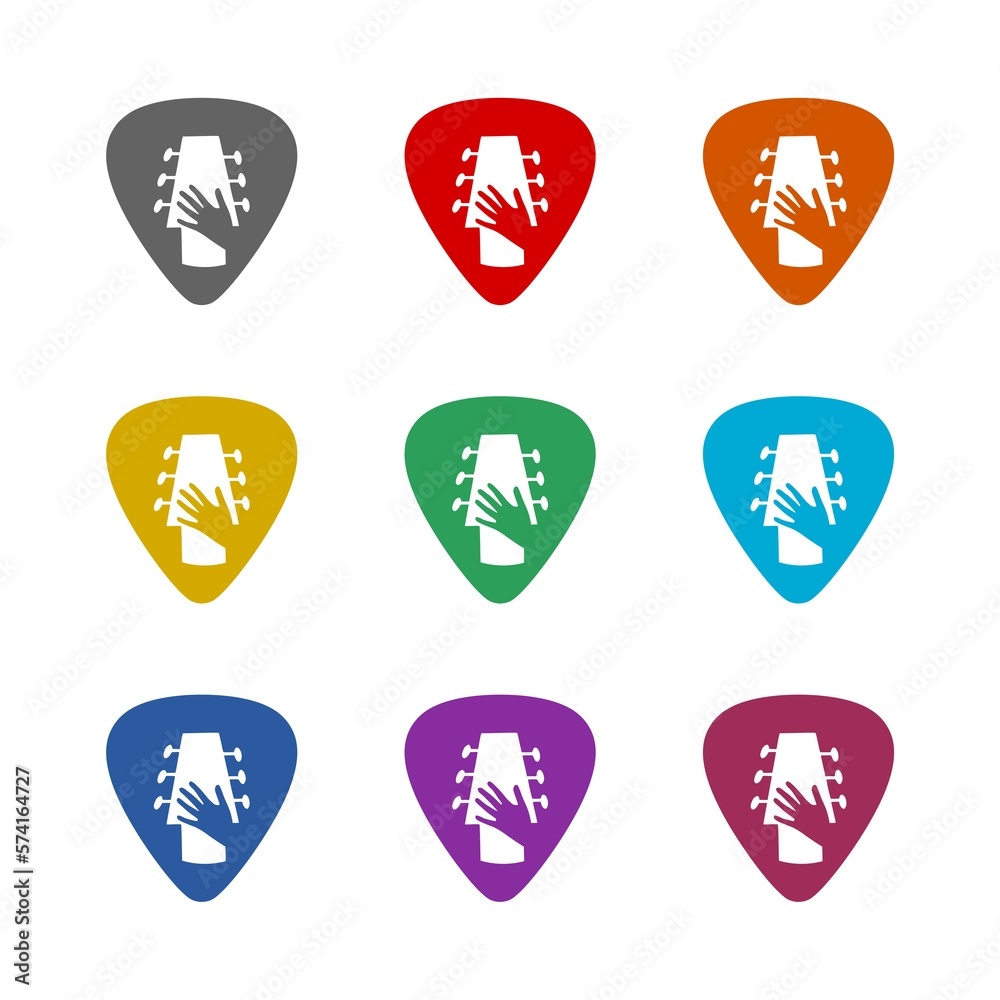 Guitar Pick icon isolated on white background. Set icons colorful Guitar Pick icon isolated on white background. Set icons colorful