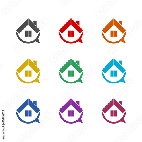 Home and talk logo icon isolated on white background. Set icons colorful © sljubisa