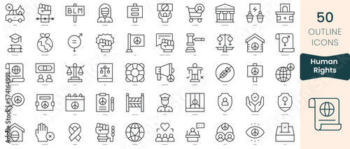 Set of human rights icons. Thin linear style icons Pack. Vector Illustration