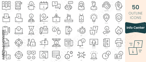 Set of info center icons. Thin linear style icons Pack. Vector Illustration