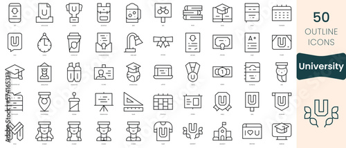 Set of university icons. Thin linear style icons Pack. Vector Illustration