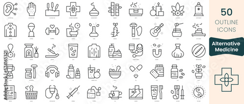 Set of alternative medicine icons. Thin linear style icons Pack. Vector Illustration