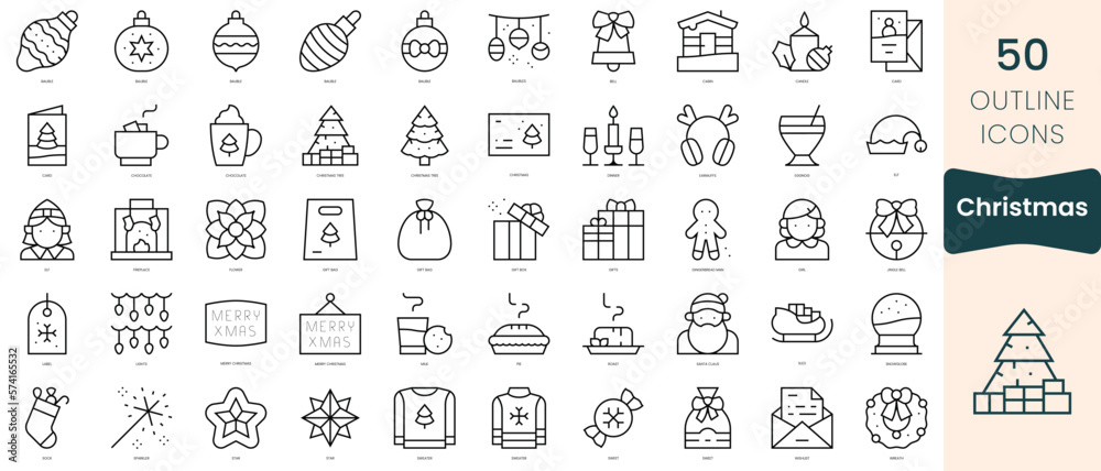 Set of christmas icons. Thin linear style icons Pack. Vector Illustration Set of christmas icons. Thin linear style icons Pack. Vector Illustration