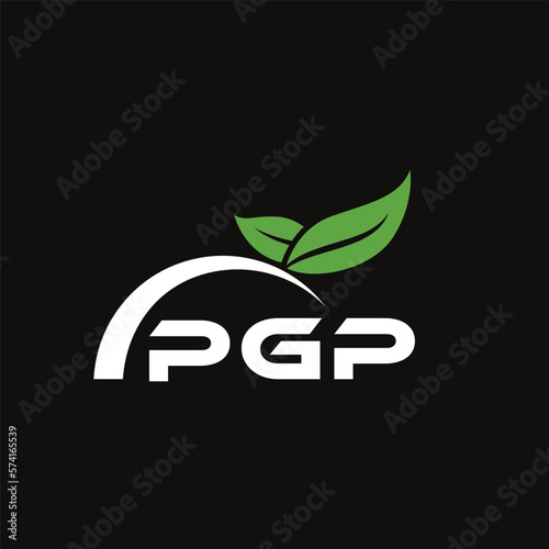 PGP letter nature logo design on black background. PGP creative initials letter leaf logo concept. PGP letter design.
