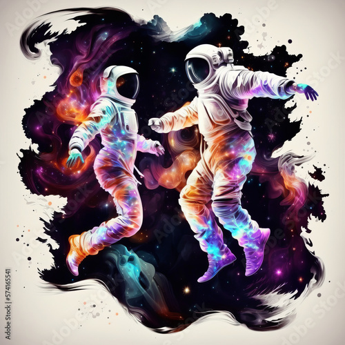  Astronaut couple dancing in space - zero gravity  - Ai, Ai Generative © Alain