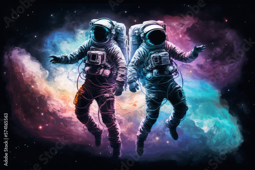  Astronaut couple dancing in space - Ai, Ai Generative © Alain