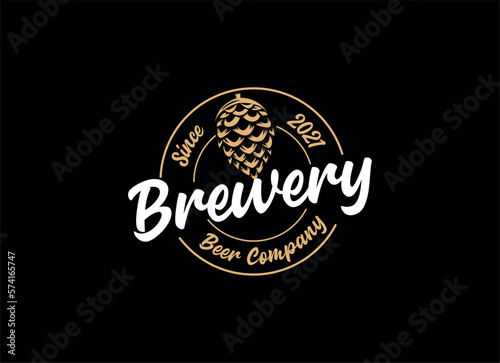 Craft beer brewery label logo design template. Liquor logo for pub and bar club