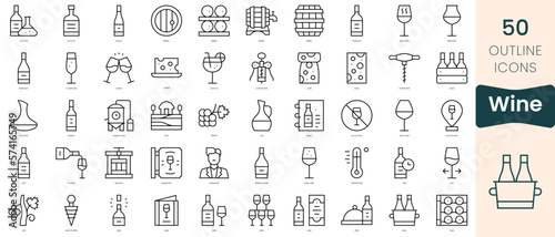 Print op canvas Set of wine icons