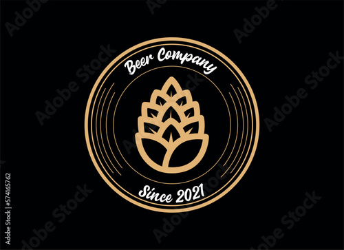 Craft beer brewery label logo design template. Liquor logo for pub and bar club
