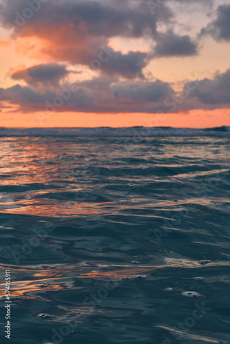 Calm and Colorful waves in sunset light. High quality photo