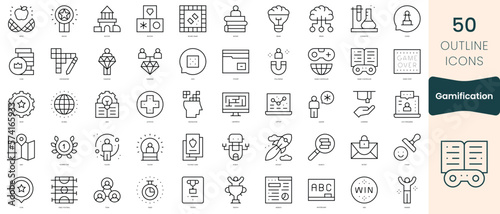 Set of gamification icons. Thin linear style icons Pack. Vector Illustration