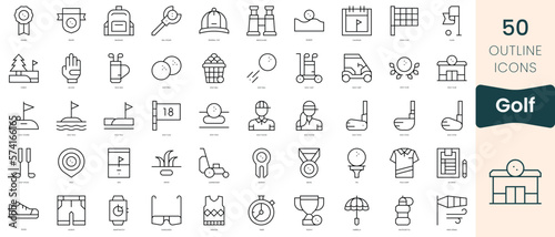 Set of golf icons. Thin linear style icons Pack. Vector Illustration