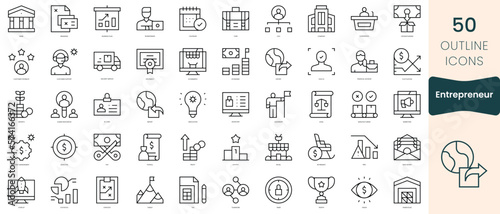 Set of entrepreneur icons. Thin linear style icons Pack. Vector Illustration