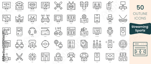Set of streaming sports icons. Thin linear style icons Pack. Vector Illustration