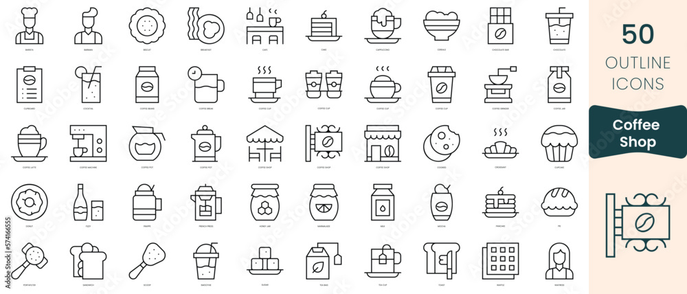 Set of coffee shop icons. Thin linear style icons Pack. Vector Illustration Set of coffee shop icons. Thin linear style icons Pack. Vector Illustration