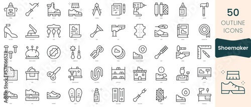 Set of shoemaker icons. Thin linear style icons Pack. Vector Illustration photo