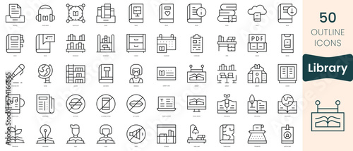 Set of library icons. Thin linear style icons Pack. Vector Illustration